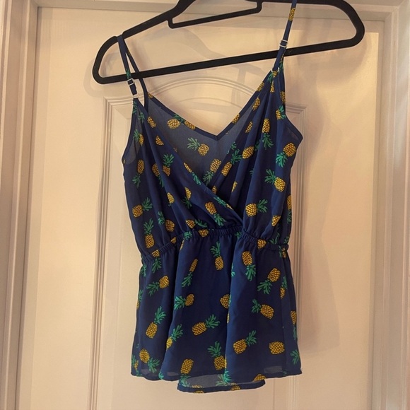 Lily White Pineapple Tank Cinch Tie Navy - Picture 2 of 4